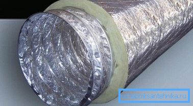 Ventilation sleeve in soundproof coating. Ventilation sleeve in soundproof coating.