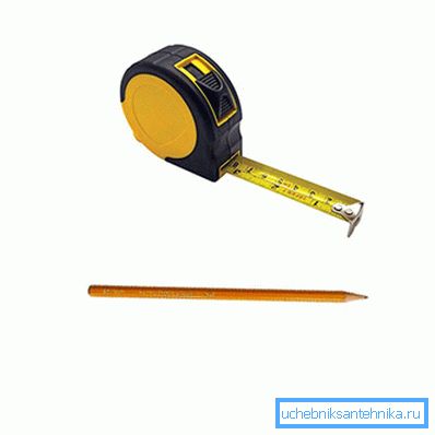 Tape measure and pencil