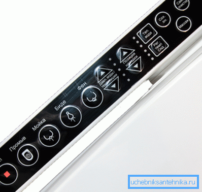 Russified pictograms on the SensPa Tankless toilet control panel Russified pictograms on the SensPa Tankless toilet control panel