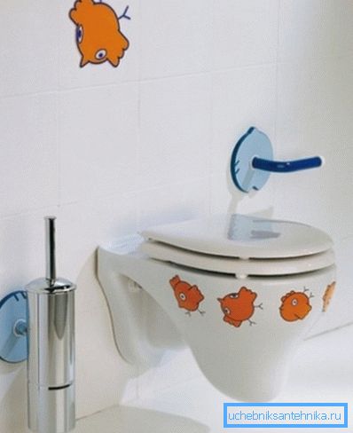 With the help of hanging toilet can be equipped and a toilet for children With the help of hanging toilet can be equipped and a toilet for children