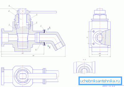 Assembly drawing of a cork type drain valve Assembly drawing of a cork type drain valve