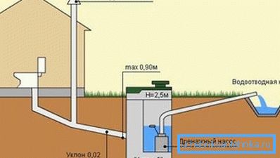 The scheme of the sewerage with a septic tank