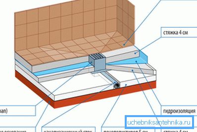 The scheme of the organization of the flow in the shower