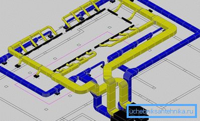 The scheme of the exhaust ventilation of a private house The scheme of the exhaust ventilation of a private house