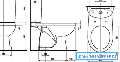 The toilet bowl layout with vertical release - as seen by the parameters, it takes up much less space than other options. The toilet bowl layout with vertical release - as seen by the parameters, it takes up much less space than other options.