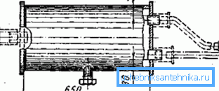 Installation diagram of the flow horizontal receiver in the heating pipeline