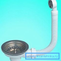Washbasin siphon with corrugated plastic overflow Washbasin siphon with corrugated plastic overflow