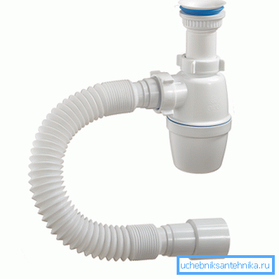 Siphon in the photo does not need a cuff to connect to the sewer.