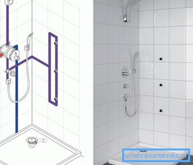 Hidden modification of the shower with the installation scheme Hidden modification of the shower with the installation scheme