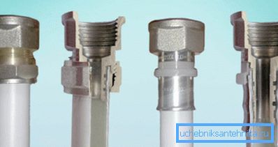 Left - compression, right - press fitting. Left - compression, right - press fitting.