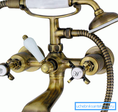 Shower faucet, made in the classic retro style.