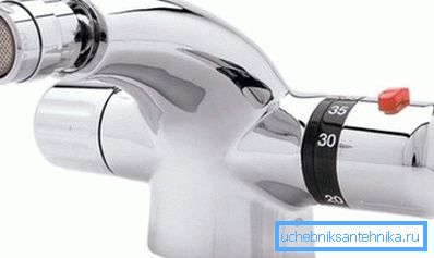 Faucet with thermostat.