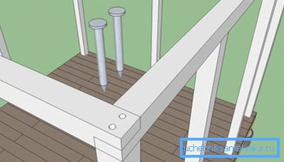 The connection of the upper trim cant is performed with the help of two nails. The connection of the upper trim cant is performed with the help of two nails.