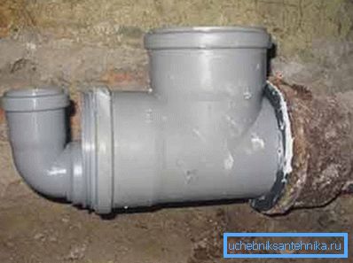 Connection of cast iron and plastic pipes Connection of cast iron and plastic pipes
