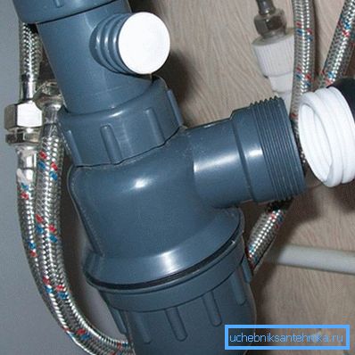 Connection of siphon with sewage Connection of siphon with sewage