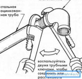 Connecting steel pipes to a thread using a corner Connecting steel pipes to a thread using a corner