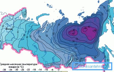 The average January temperature on a map of the country. The average January temperature on a map of the country.