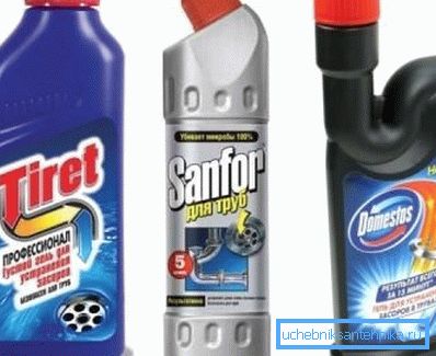 Household chemicals to eliminate blockages.