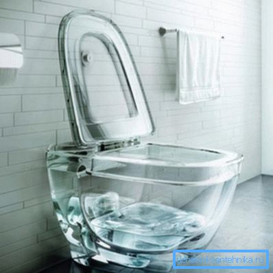 Glass looks unusual, but for the toilet is not the best choice.