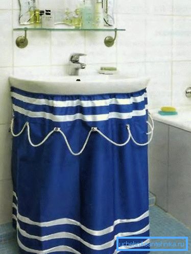 Stylish washbasin curtain. Stylish washbasin curtain.
