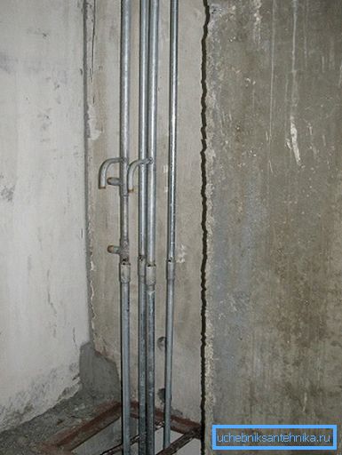 Risers of water from galvanized.
