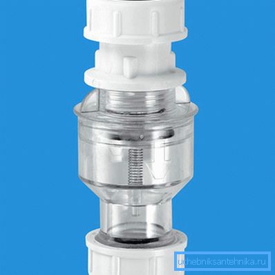 Dry siphon with non-return valve.