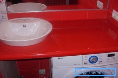The glittering acrylic surface is great for the bathroom