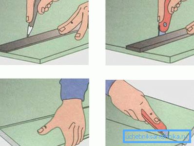 This is how the plasterboard is cut.