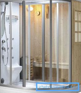 This model has not only many standard features, but also a Turkish bath, a Finnish sauna, and a mobile connection. The system can be switched on from the control panel.