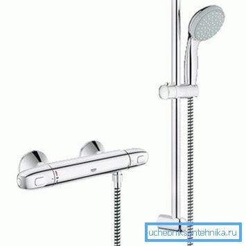 Thermostatic faucet allows you to take a shower, even for children, because there is protection against accidental reconfiguration Thermostatic faucet allows you to take a shower, even for children, because there is protection against accidental reconfiguration