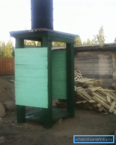 Typical design of a summer shower with a barrel. Typical design of a summer shower with a barrel.