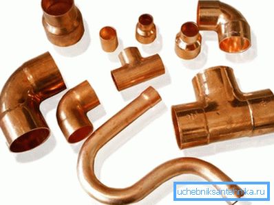 Thin-walled copper adapters, corners and bends