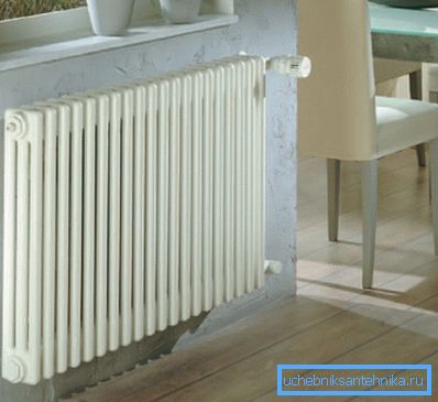 Tubular radiator heating in the interior