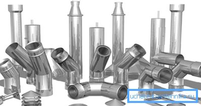 Pipes for a fireplace from stainless steel in assortment Pipes for a fireplace from stainless steel in assortment