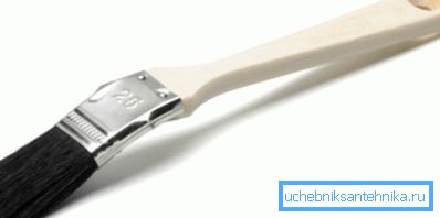Hard-to-reach areas of the device are painted with a curved brush. Hard-to-reach areas of the device are painted with a curved brush.