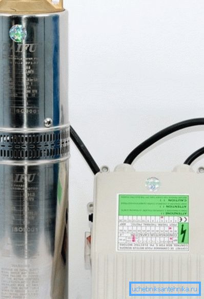 Centrifugal submersible pump comes with a separate distribution unit, which is mounted in the caisson Centrifugal submersible pump comes with a separate distribution unit, which is mounted in the caisson