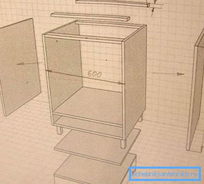 Curbstone under the sink in the kitchen with their own hands - scheme-drawing Curbstone under the sink in the kitchen with their own hands - scheme-drawing