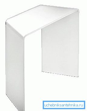 The corner stool is an unusual solution that takes up minimal space.
