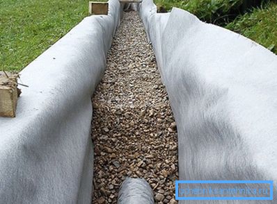 Laying and backfilling drainage with geotextile filter Laying and backfilling drainage with geotextile filter