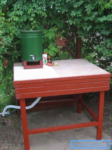 Washbasin on enameled bucket outside Washbasin on enameled bucket outside