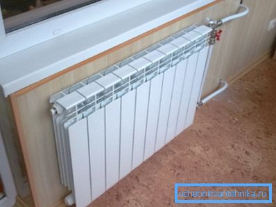 Installation of a bimetallic radiator with one-sided connection. Installation of a bimetallic radiator with one-sided connection.