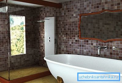 Installing a shower in the bathroom with a window to the garden Installing a shower in the bathroom with a window to the garden