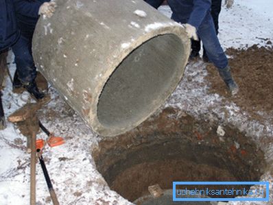 Installation of rings in the well of accumulative type Installation of rings in the well of accumulative type