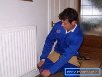 Installation of a radiator