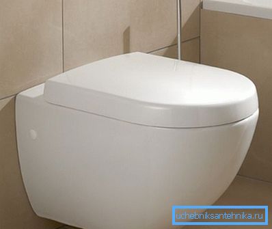 In the wall-mounted toilet lid is attached in a special way. In the wall-mounted toilet lid is attached in a special way.