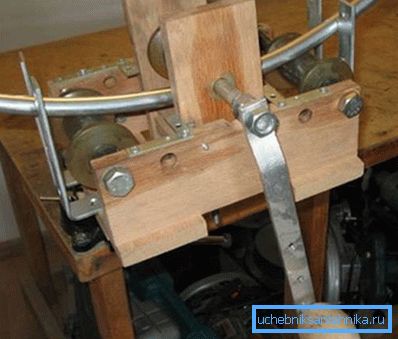 Option self-made fixtures from wood and metal rollers Option self-made fixtures from wood and metal rollers