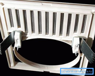 Ventilation grille with hole for corrugations Ventilation grille with hole for corrugations