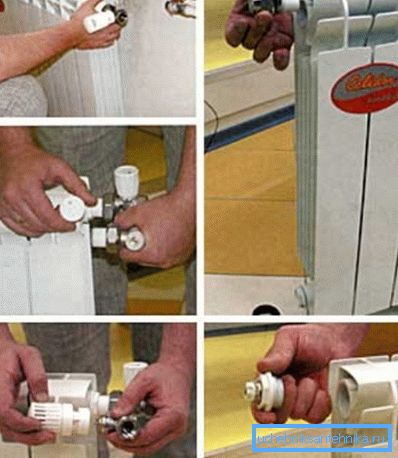 Screw the taps, valve Mayevsky and plug. Screw the taps, valve Mayevsky and plug.