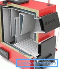 The appearance and the internal structure of the boiler, which runs on solid fuel The appearance and the internal structure of the boiler, which runs on solid fuel