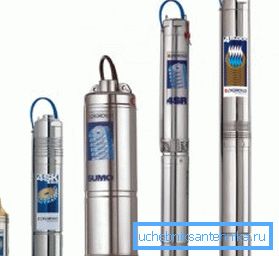 Appearance of submersible pumps designed to work at well depth Appearance of submersible pumps designed to work at well depth